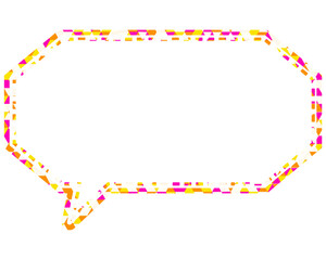 ステンドグラス風吹き出し　三角形模様　細長い八角形