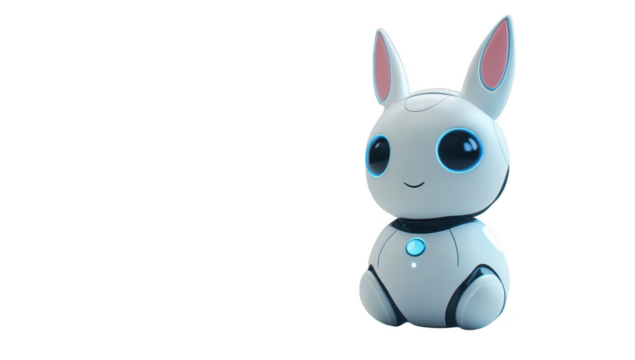 Rabbit AI robot transparent mockup isolated png with no background.