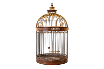 Antique birdcage empty wooden ornate dome top waiting nostalgic vintage home decor elegant rustic