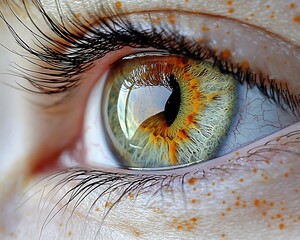 Close-up of a hazel eye, showing intricate details