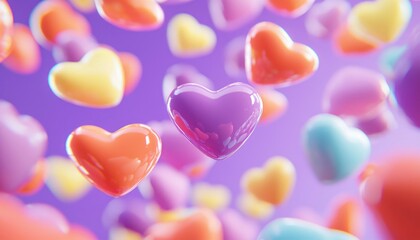 Obraz premium Colorful hearts float in the air