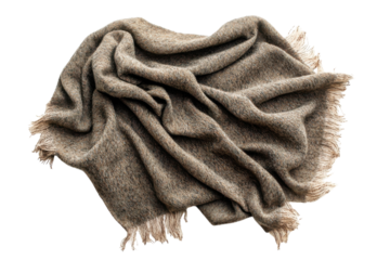 Soft brown wool throw blanket cozy autumn texture draped fabric warm neutral tones rustic style
