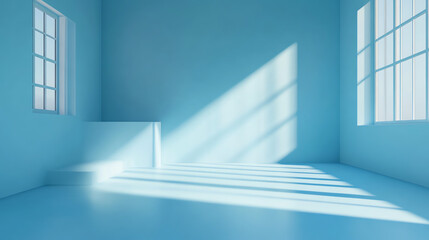 Minimalist abstract light blue 3D background, rendered in Cinema4D with a slanted wide-angle POV. Clean, modern, and elegant design in 4K resolution. Perfect for wallpapers, graphics, and digital proj