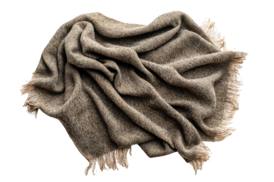 Soft brown wool throw blanket cozy autumn texture draped fabric warm neutral tones rustic style