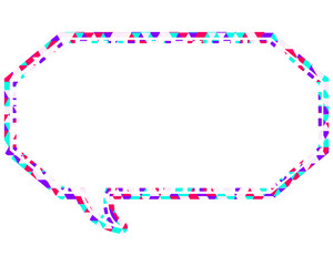 ステンドグラス風吹き出し　三角形模様　細長い八角形