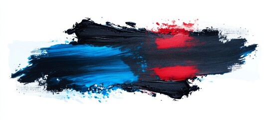 Black, Red, And Blue Grunge Abstract Oil Painting Brush Strokes Isolated On White Background