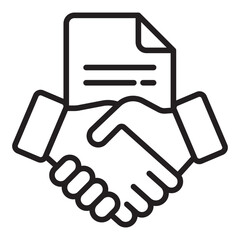 Handshake with contract document icon	
