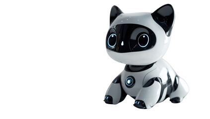 Cat robot png in 3d transparent for future pet presentation.