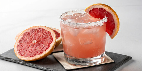 Cocktail with grapefruit slice garnish