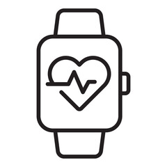 Smartwatch with heart pulse outline icon	
