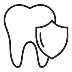 Tooth and shield outline icon	
