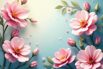 Delicate floral tapestry, pastel hues, soft focus, pattern, flowers