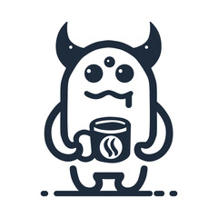 Cute Coffee Monster Cartoon