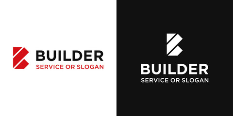 Minimalist B monogram logo. Construction-inspired letter design. Architectural vector symbol.