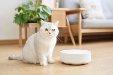 Curious Cat Plays With Interactive Laser Toy in Cozy Living Room During Afternoon