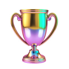 Iridescent gold trophy cup award winning prize victory success celebration
