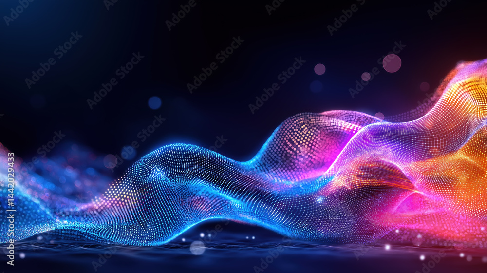 Poster abstract colorful waves of light creating a sense of movement