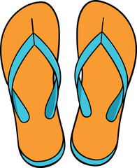 Vibrant Orange and Yellow Flip‑Flops Vector Illustration for Summer, Beachwear, Vacation, Casual Footwear, and Trendy Resort Designs