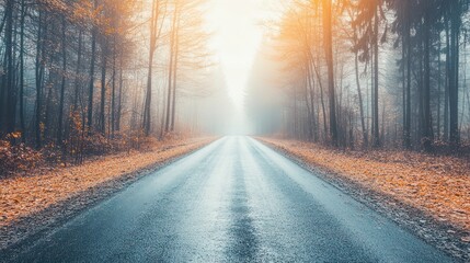 Fototapeta premium Misty Autumn Road