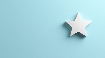 Obraz premium A single white star on a light blue background