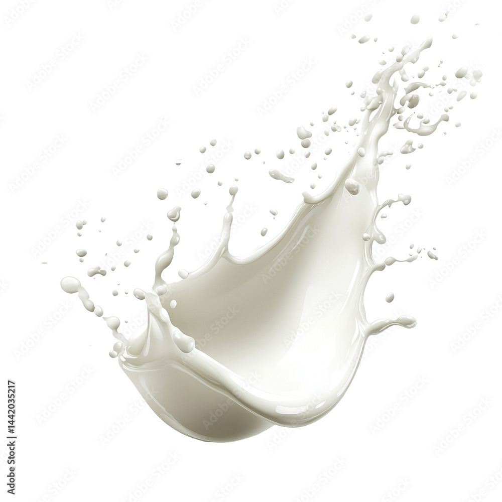 Poster elegant curve of milk splash isolated on transparent background showcasing fluid dynamics and motion