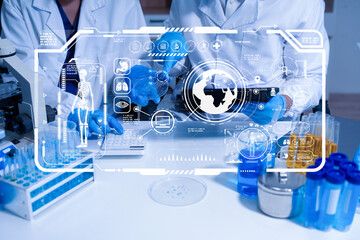 Lab work, Doctor holds a test tube takes the test from a test tube in analysis.
