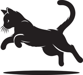 Playful Cat Jumping in Mid-Air – Dynamic Feline Action Pose