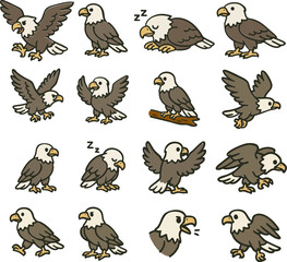 Bald Eagle Cartoon Character Collection