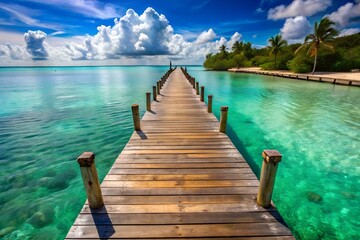 Obraz premium wooden pier leading to turquoise water