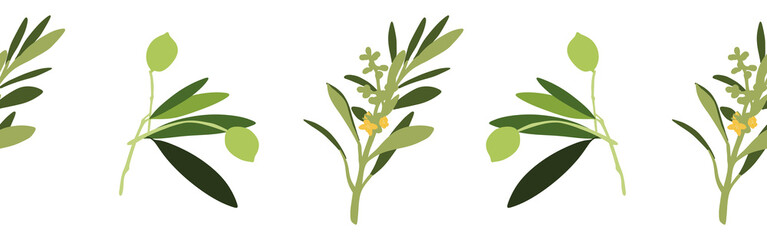  Border leaves and berries on a white background. Hand-drawn illustration. Perfect for spring and summer.