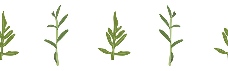 Leaves border on a white background. Hand-drawn illustration. Perfect for spring and summer.	