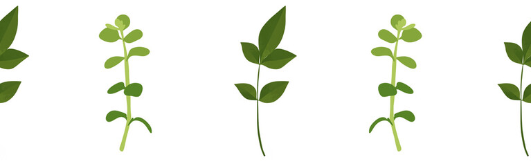 Leaves border on a white background. Hand-drawn illustration. Perfect for spring and summer.	