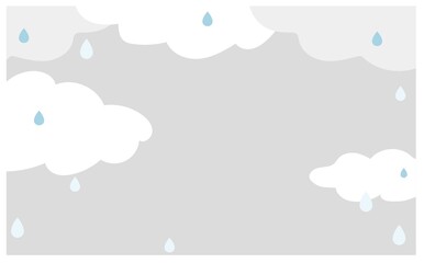 曇天と雨の背景イラスト素材