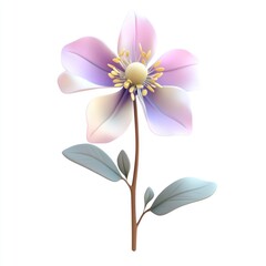 Fototapeta premium Pastel pink and lavender flower with delicate leaves.