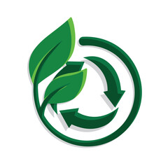 recycle icon. sustainability symbol with plants. reuse, eco, used goods, green energy web icon. simple 3d design style