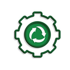 recycling icon. gear symbol with sustainable. reuse, eco, second hand, green energy. web icon. mixed design style