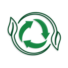 recycle icon. sustainability symbol with plants. reuse, eco, used goods, green energy web icon. mixed design style
