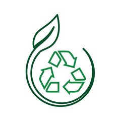 recycle icon. sustainability symbol with plants. reuse, eco, used goods, green energy web icon. line design style
