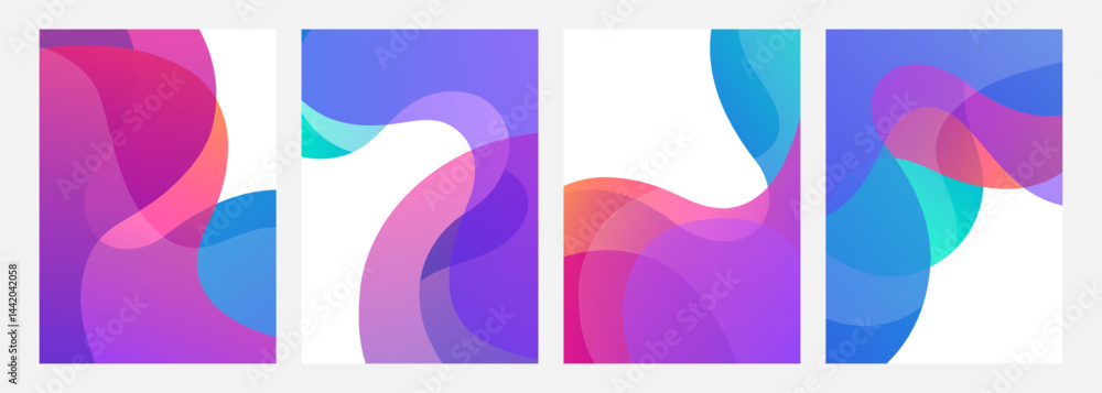 Aufkleber color waves. abstract backgrounds with curved wavy shapes and bright fluid colors. vibrant colored g