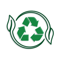 recycle icon. sustainability symbol with plants. reuse, eco, used goods, green energy web icon. mixed design style