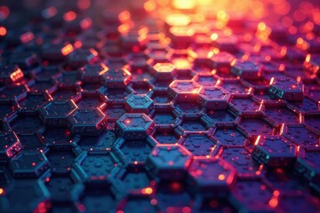 Fototapeta premium Intricate tessellated hexagons in vibrant hues, graphic, wallpaper