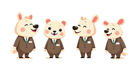 Naklejka premium Cute Business Dog Characters Illustration - Mascot Characters