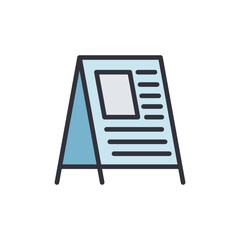 Stand banner colored icons, minimalist vector illustration ,simple transparent graphic element .Isolated on white background