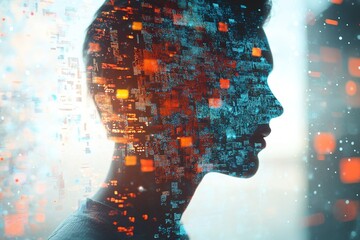 New age of data visualization. Data science and visual management design concept. Abstract background. Hand edited, generative AI based.