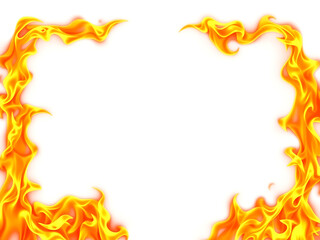 A 3d Render Of Hot Fire Frame Border On White Background