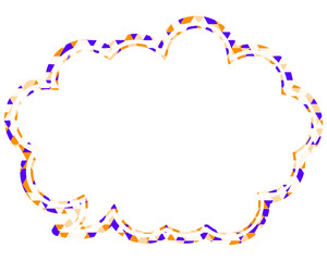 ステンドグラス風吹き出し　三角形模様　丸みのある雲形