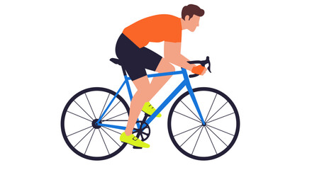 Obraz premium Focused cyclist rides blue bicycle