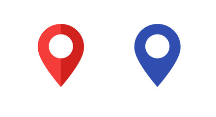 Location markers red and blue map pins