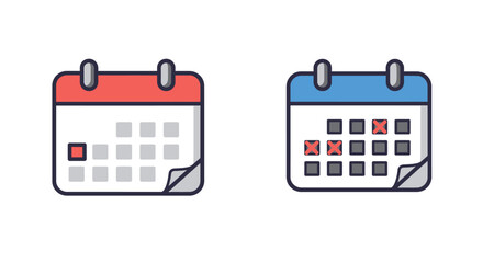 Two calendar icons one past one future