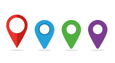Vibrant location markers in diverse colors